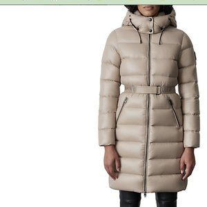 Mackage Women's Fur-Trim Hoodie Down Coat Camel Beige